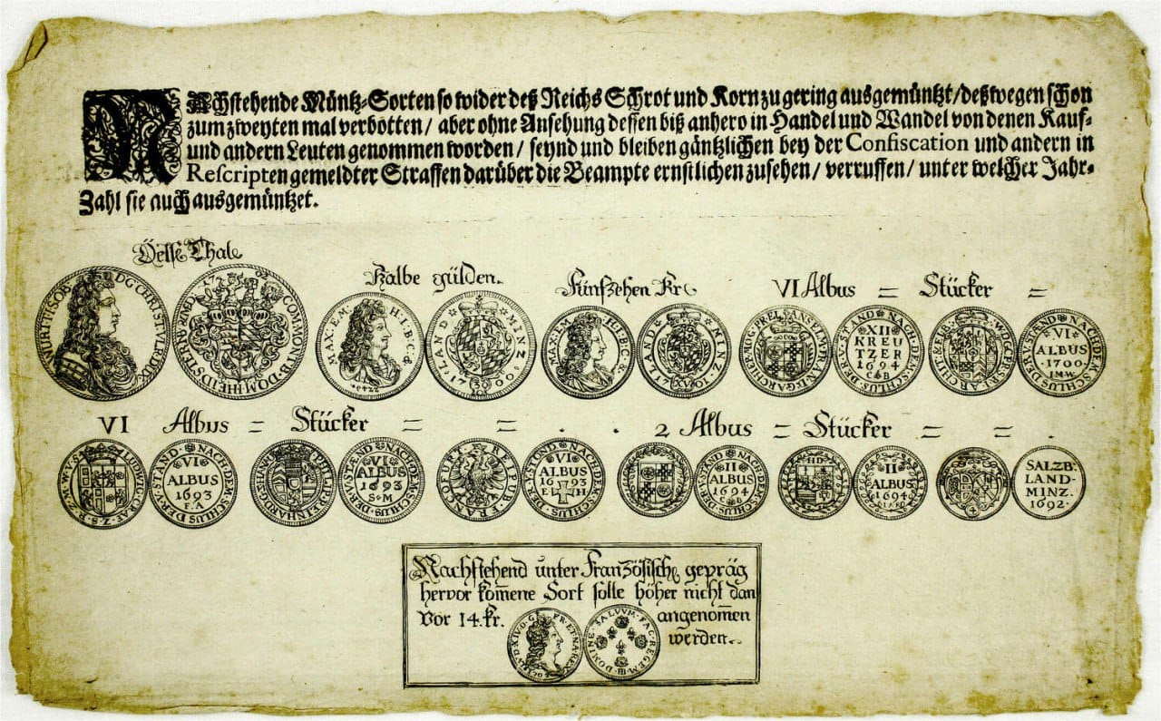 Forced coin exchange at unfavourable rates in Europe from the Middle Ages to the 18th century