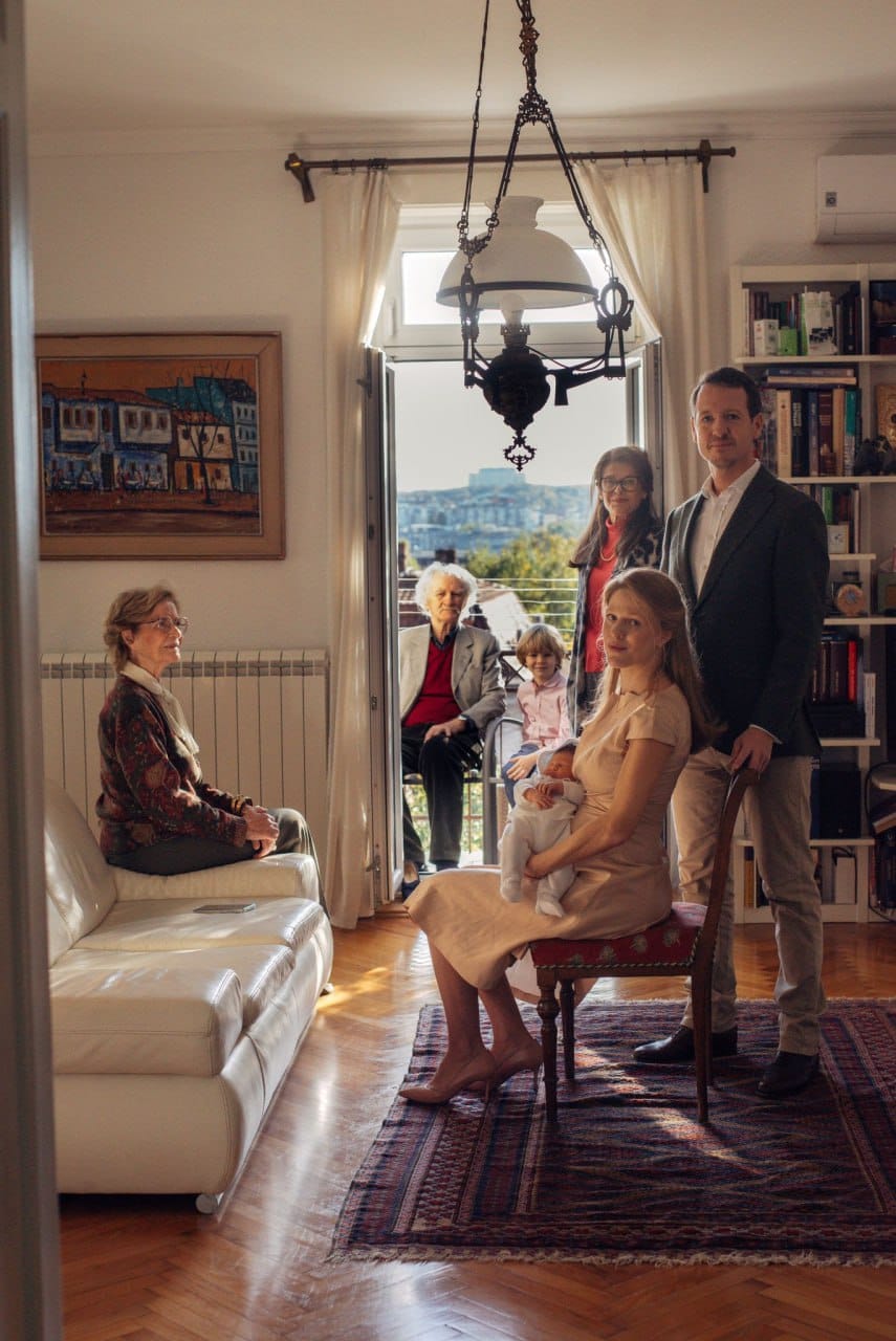 The Yugoslav prince and member of the Serbian royal house Philip Karageorgevich and his wife Princess Danica present their newborn daughter, Princess Maria, to the world