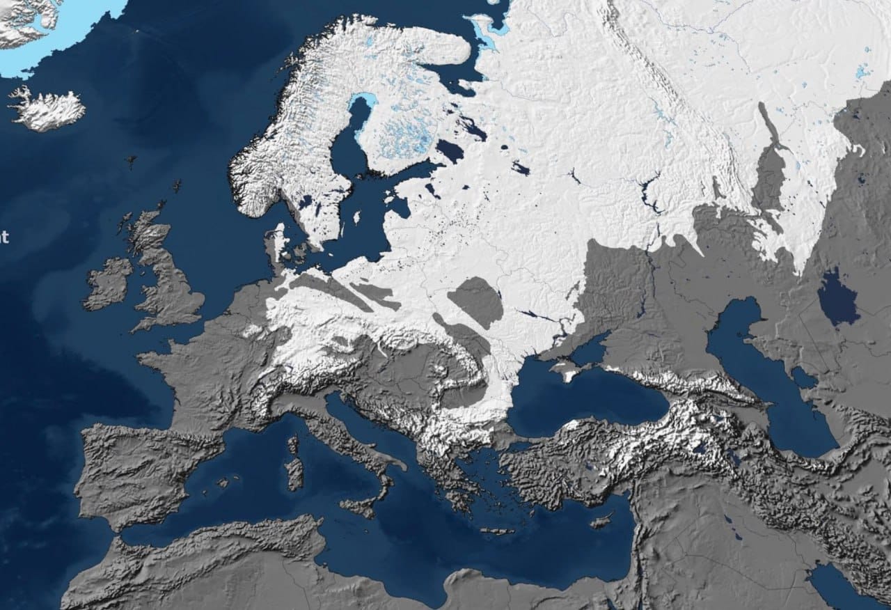 Europe's Snow Cover in December 2023: 60% of the Territory Buried