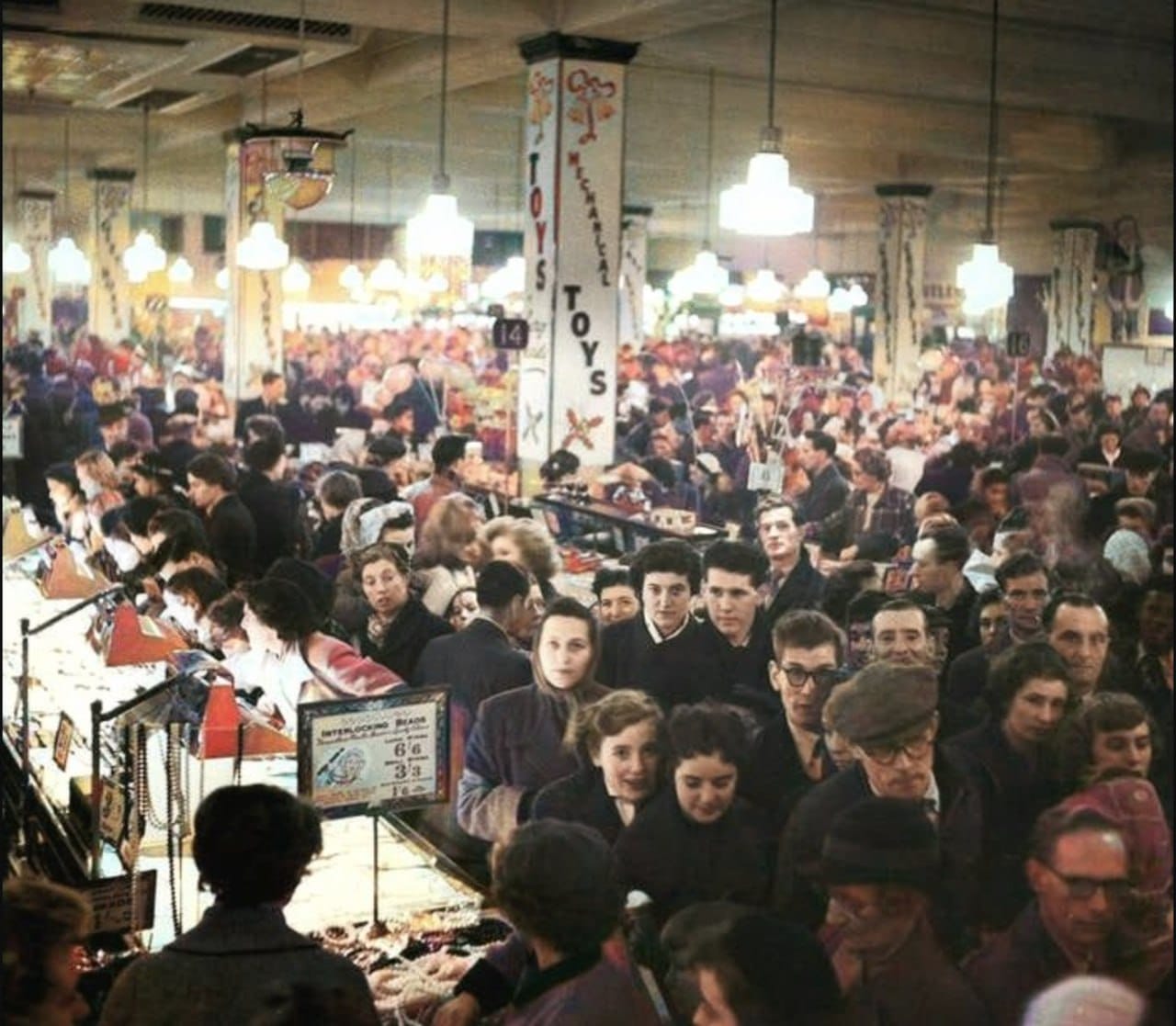 Christmas Eve at Woolworths in London, 1955