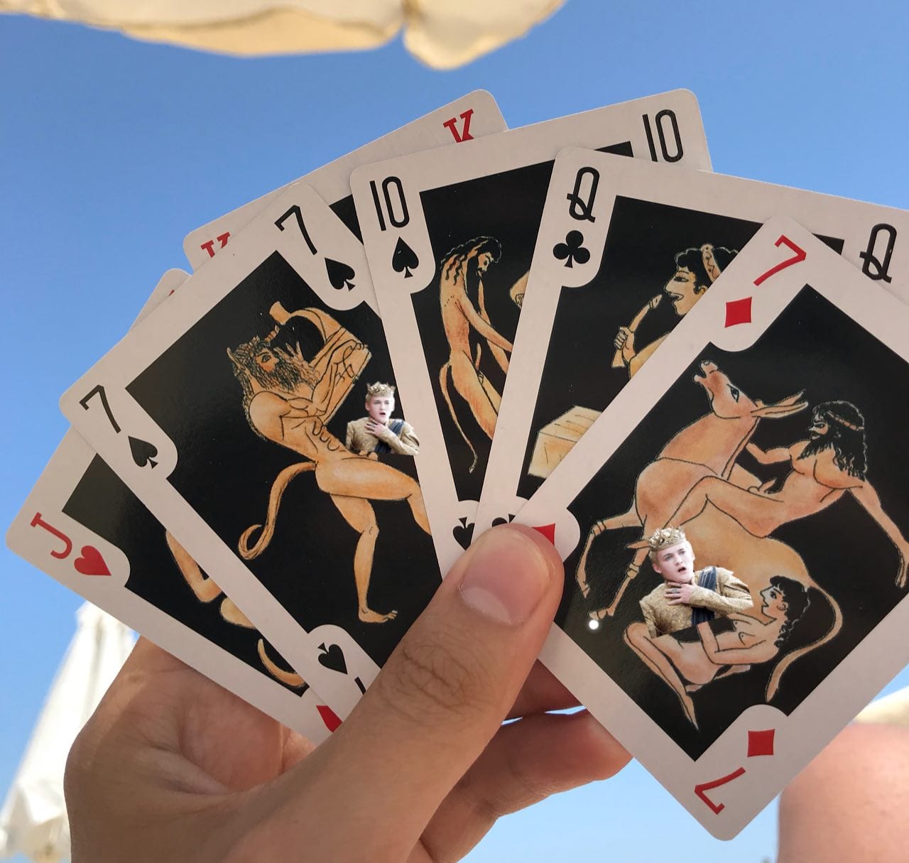 Strange as it may seem, the subjects of these vulgar erotic playing cards were borrowed from genuine antique pottery