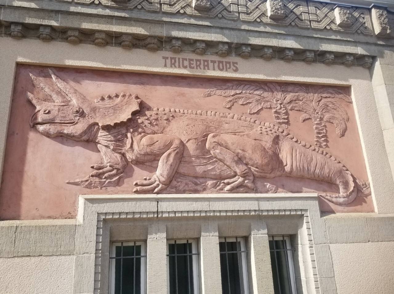 A Triceratops on the Façade of the Berlin Aquarium