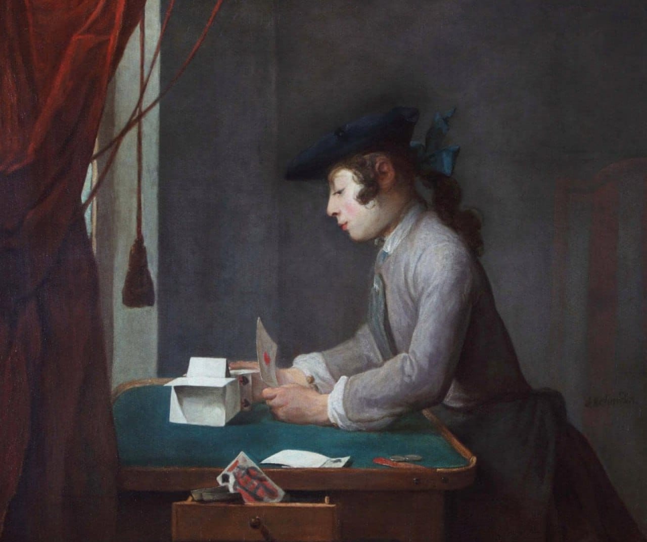 Boy Building a House of Cards, Jean Baptiste Siméon Chardin, 1735