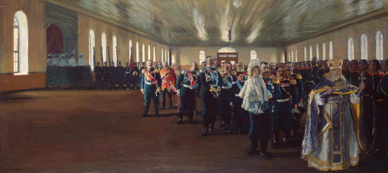 Imperial Parade of the Finland Regiment of the Life Guards, Boris Kustodiev, 1906
