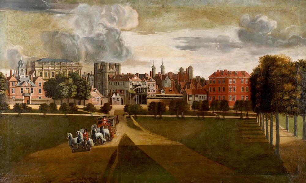 The habit of the city dweller: spotting signs of atmospheric pollution even in a seventeenth-century rural landscape with a view of the English palace of Whitehall