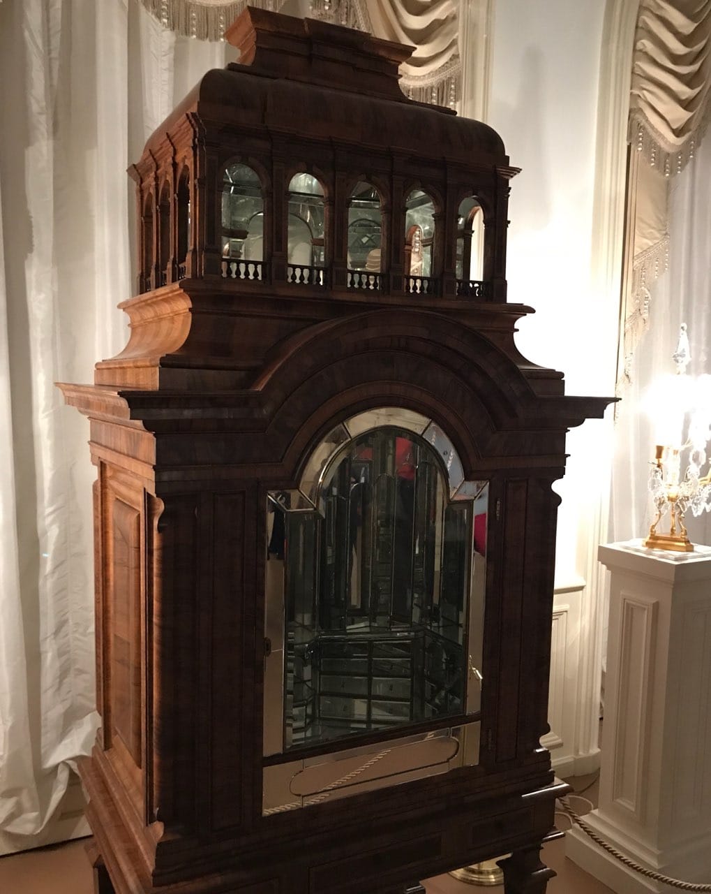 The "Cabinet for Diamond Items" from the Picture House at Oranienbaum is made in the form of an intricate architectural structure with a mirrored finish