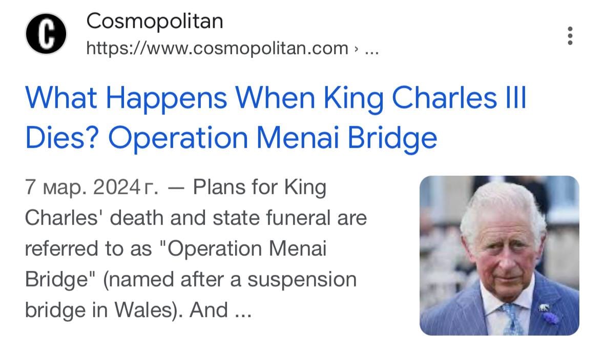 Cosmopolitan was explaining, two weeks ago, how we shall learn of the death of King Charles III