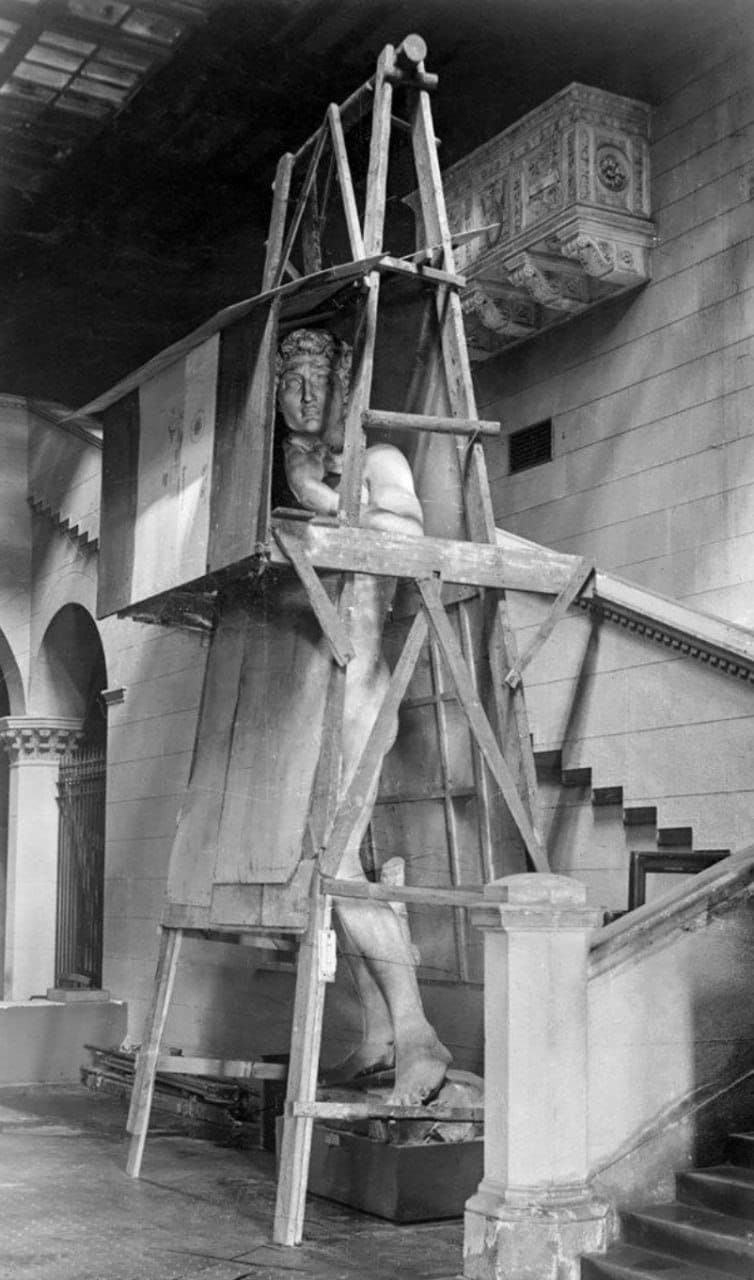 David in the Italian Courtyard of the Pushkin Museum during the Great Patriotic War