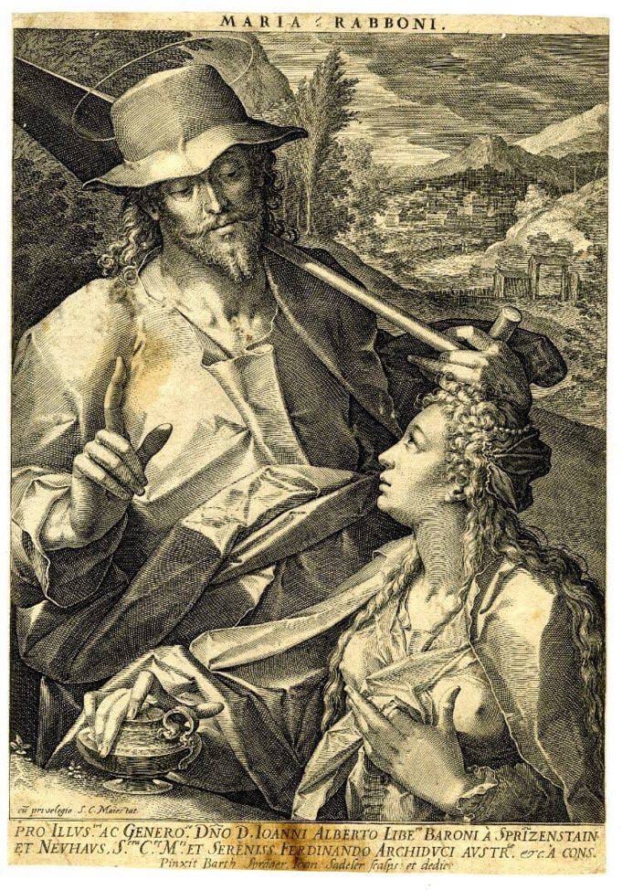 Le Christ ressuscité en jardinier et Marie qui reconnaît sa voix