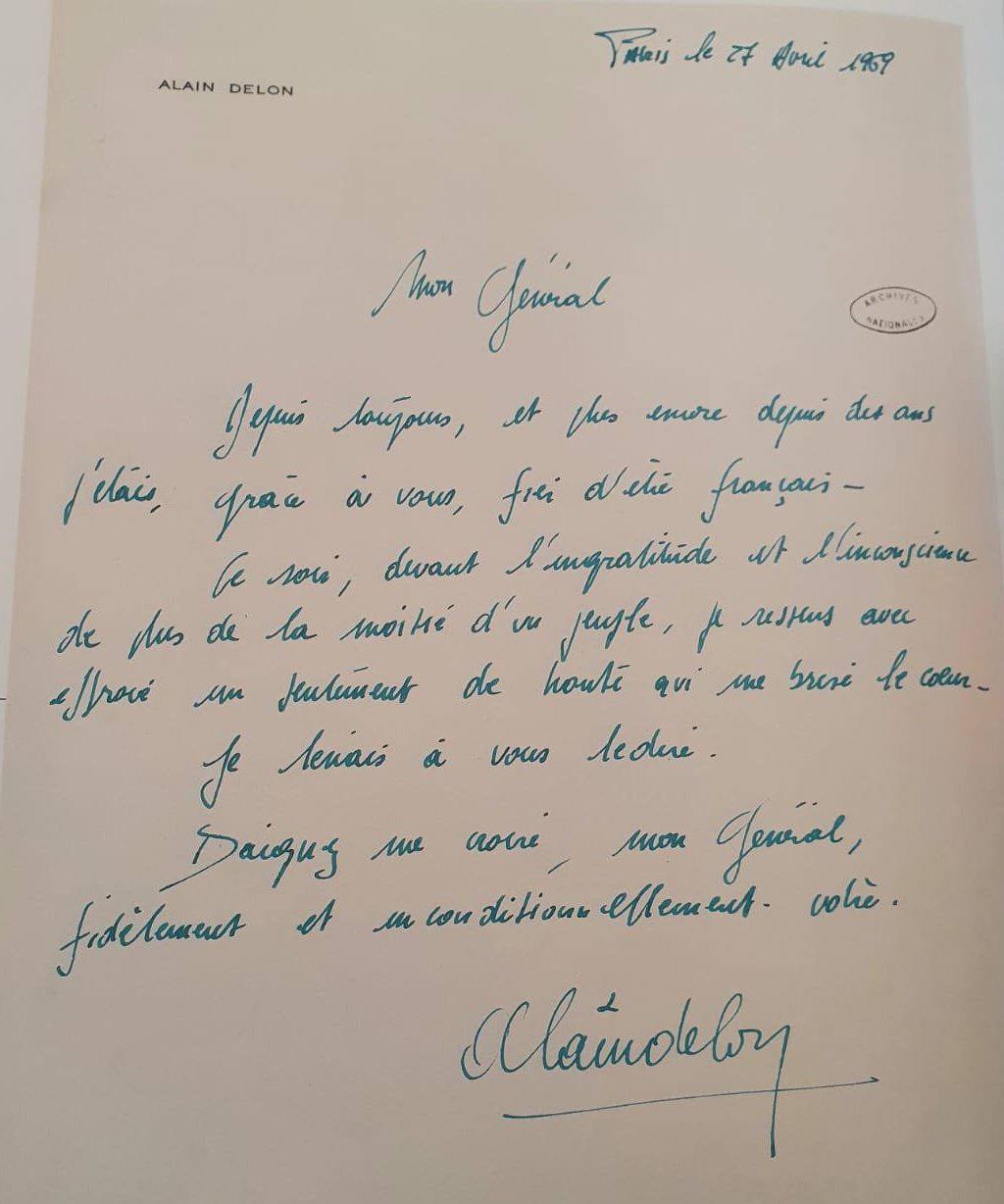 Alain Delon's letter to de Gaulle and the president's resignation after a negative vote