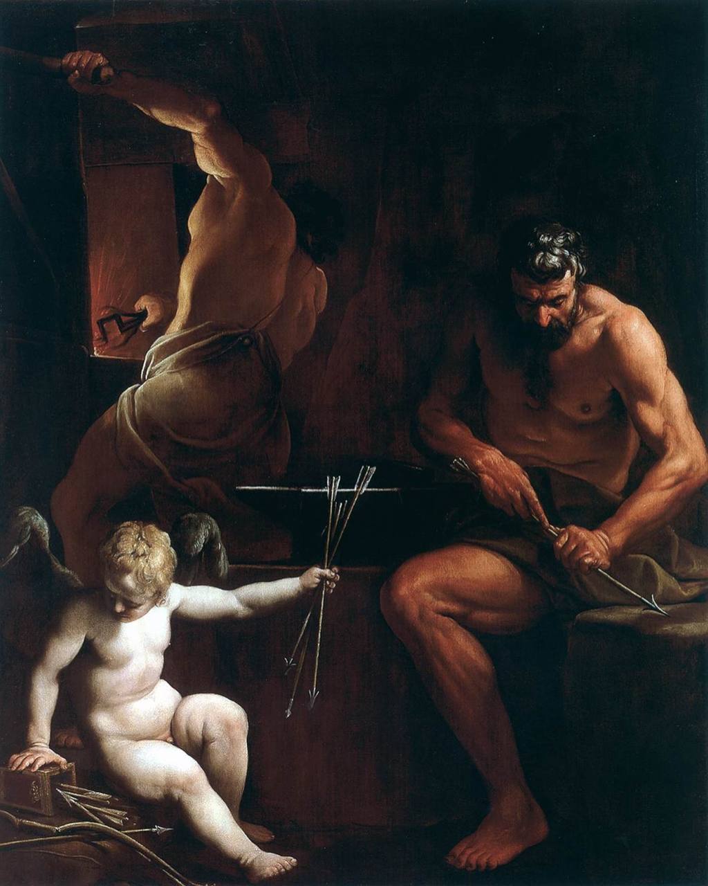 Vulcan Forging Arrows for Cupid