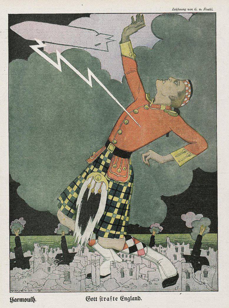 After the first aerial bombardment of Britain, which Yarmouth suffered in January 1915 and in which German airships were used, agitational leaflets and posters bearing the slogan "God punish England!" appeared in Germany, for example, with…