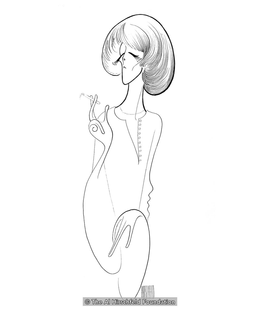 Portrait de Maggie Smith par le caricaturiste de Broadway Al Hirschfeld
