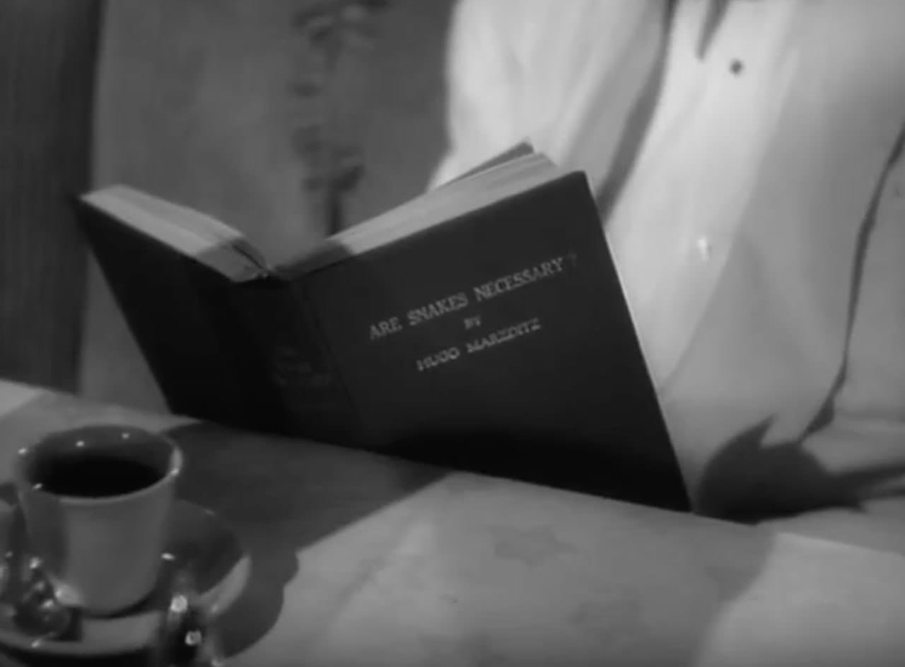 A fictional book about snakes in the 1941 film “The Lady Eve” and its nod to Freud
