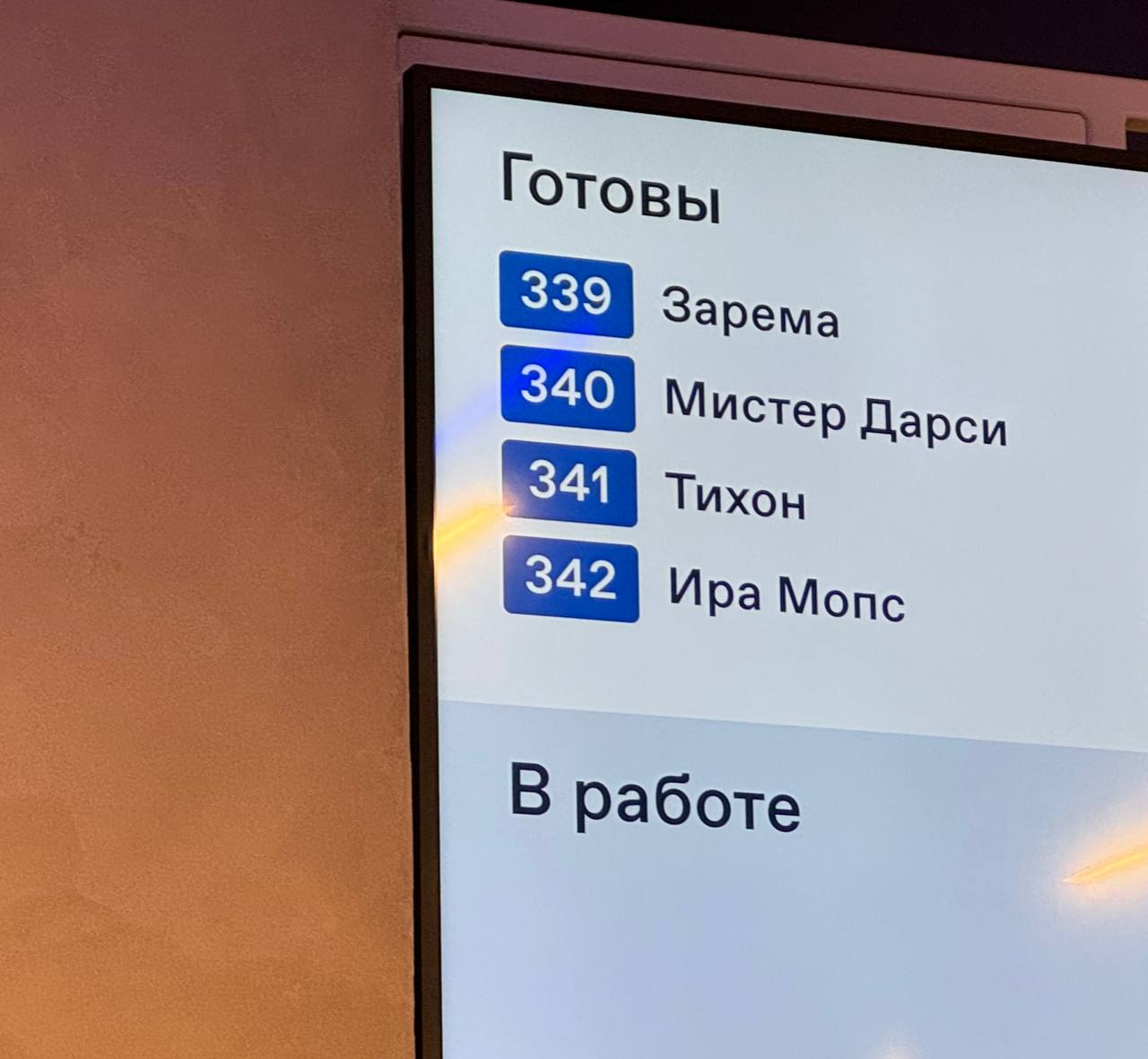 Ira Mops, Tikhon, Mr Darcy, Zarema