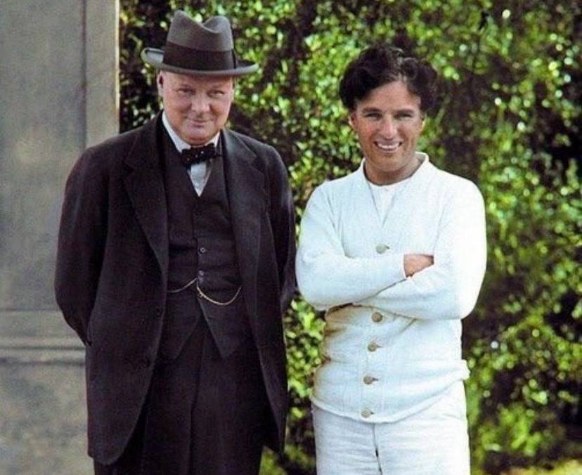 Winston Churchill et Charlie Chaplin sur le tournage des « Lumières de la ville » en 1929