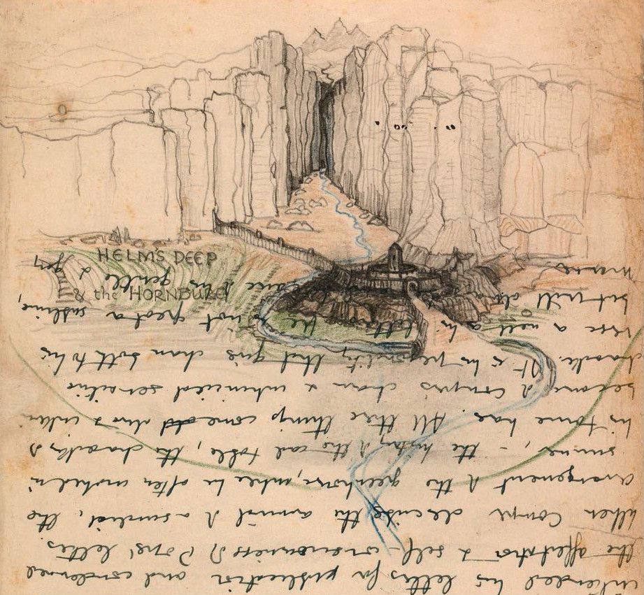 Tolkien sketched Helm's Deep on a used examination paper