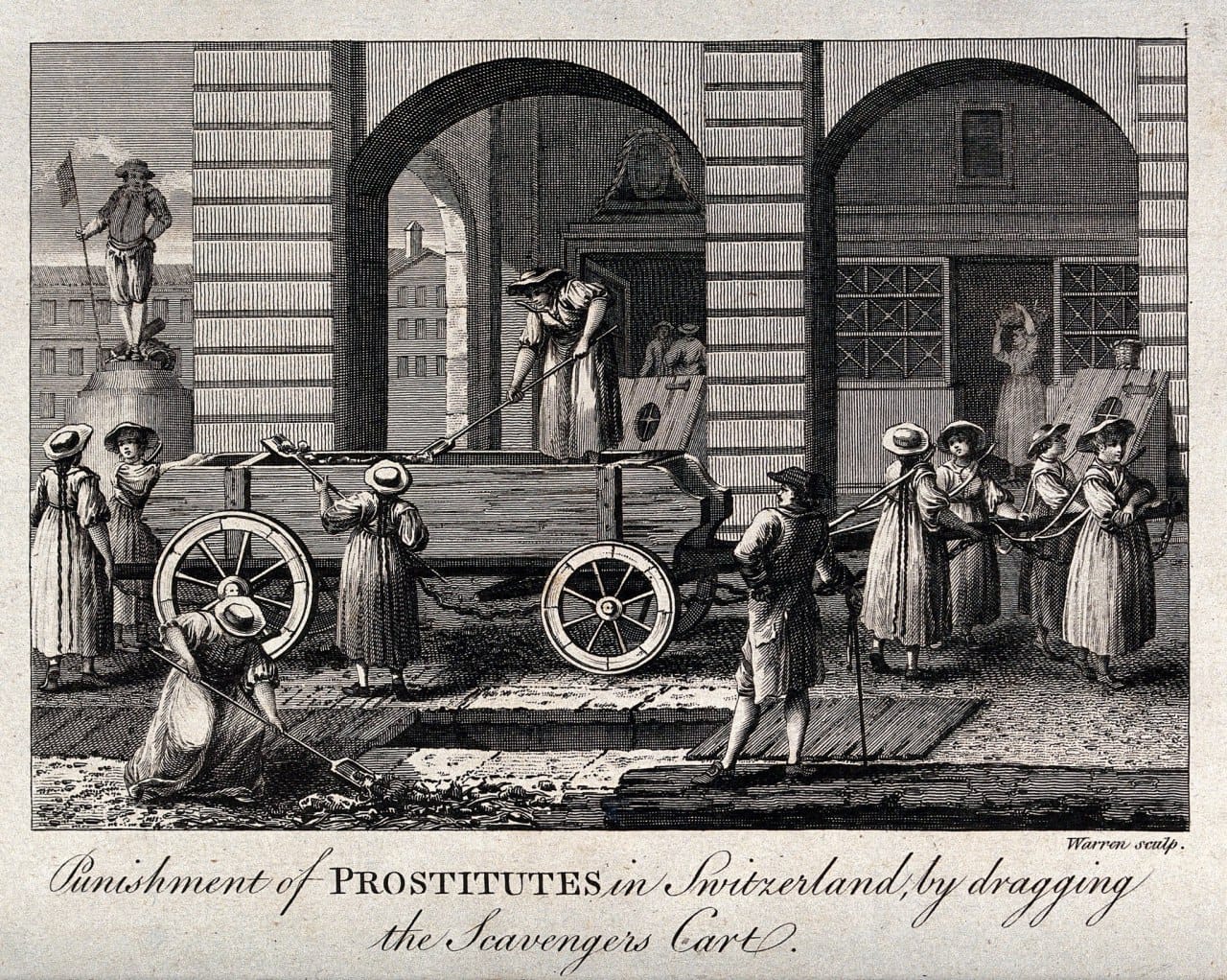 En Suisse en 1790, les prostituées étaient punies par l'attelage à une charrette de vidangeur