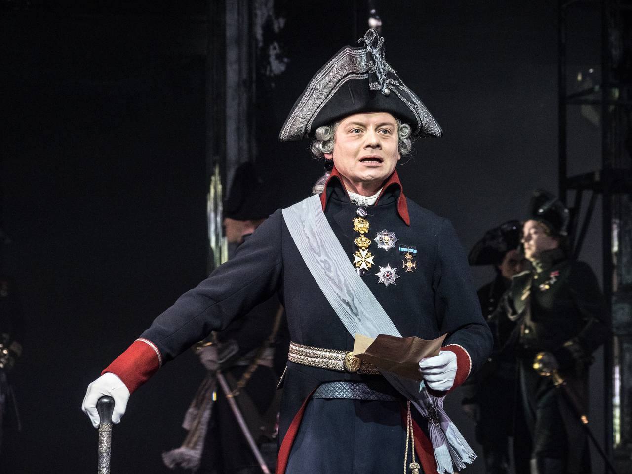 Stills from the film version of the Vakhtangov Theatre's production “Paul I”, about the complex and enigmatic life of the Emperor, which holds a great many secrets, with Alexander Oleshko in the title role