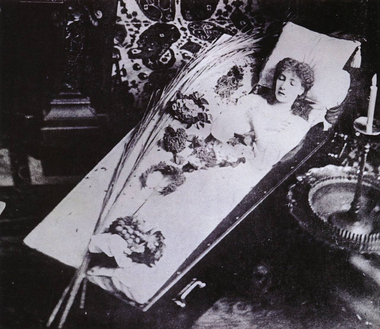 Sarah Bernhardt at Thirty, in Her Coffin