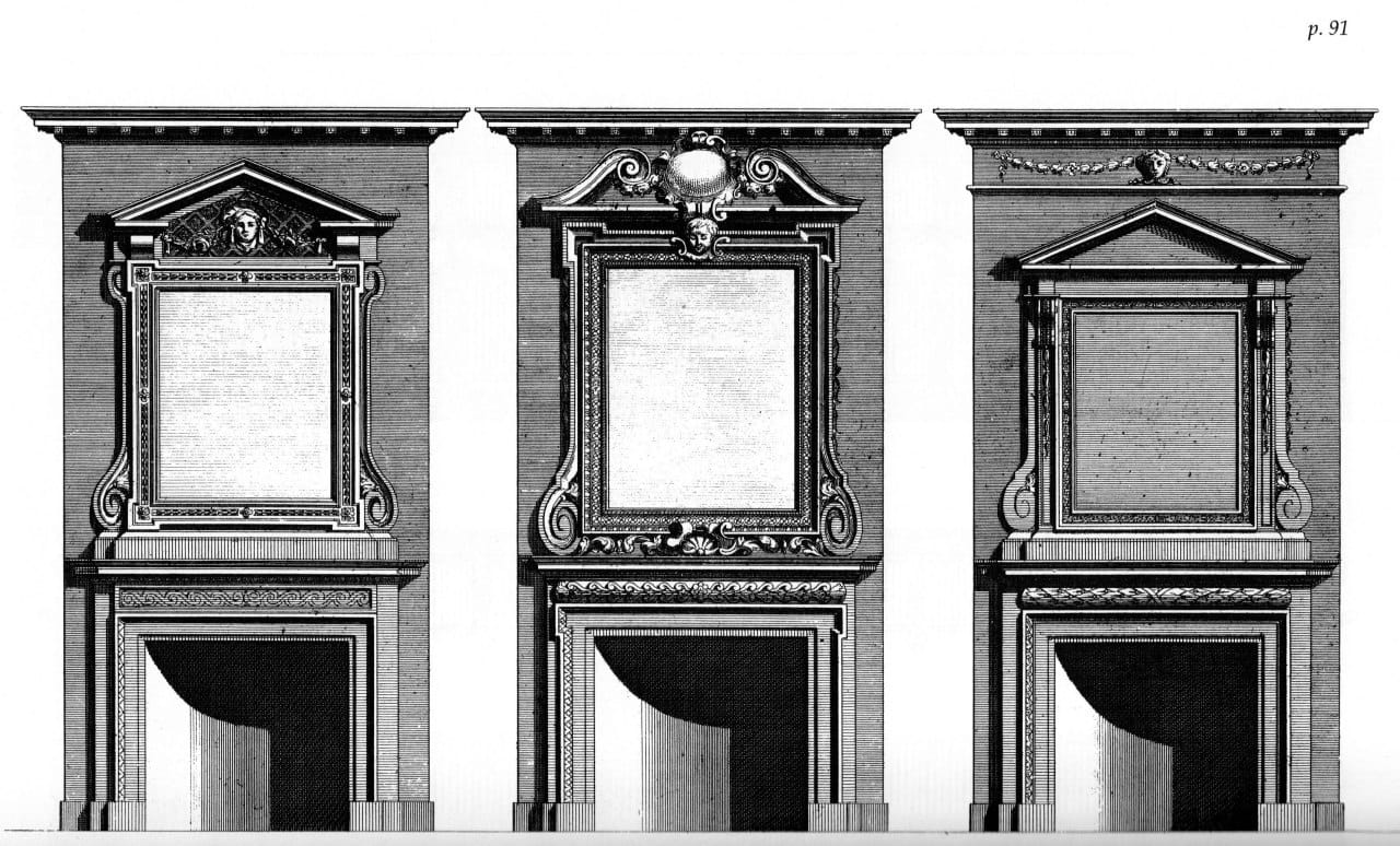 Overmantel frames in Gibbs's 1728 book as a possible source of Salisbury doorways