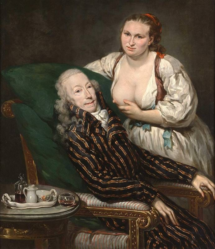 Count Hartig with his wife Eleonora as Roman Charity in a painting by Barbara Krafft