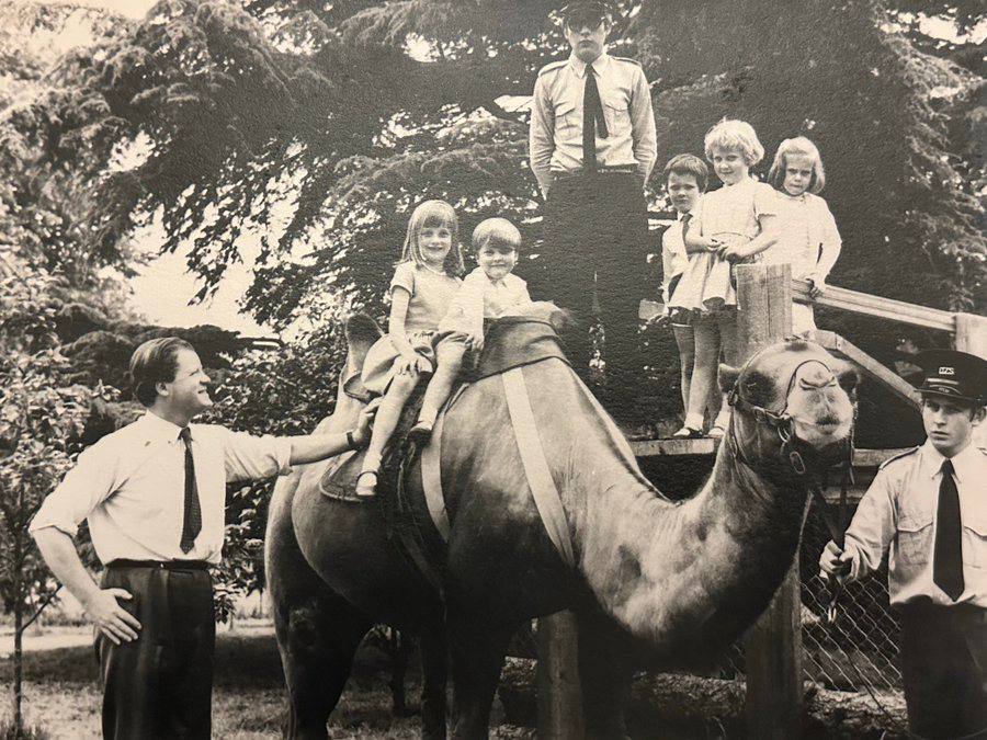 Princess Diana's younger brother has published a photograph from 1 July 1967, when, for Diana's sixth birthday party, their father, Earl Spencer, delighted the children by inviting Bert the camel from Peterborough Zoo to the estate