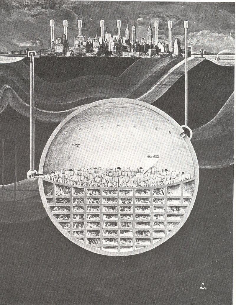 A Nuclear-Safe Manhattan Beneath New York, Proposed by Oscar Newman in 1969