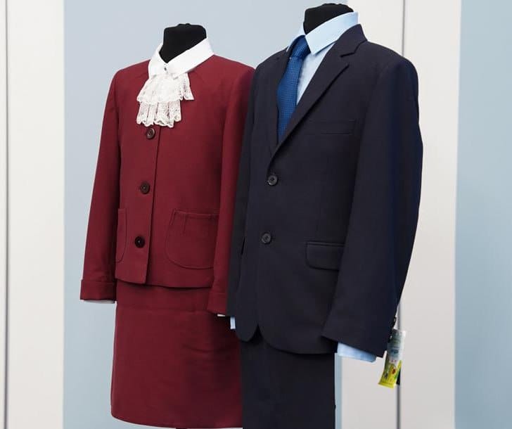 School uniform conforming to the new GOST, developed by the Ministry of Industry and Trade together with the Ministry of Education, looks like clothing from Soviet cinema of the 1950s