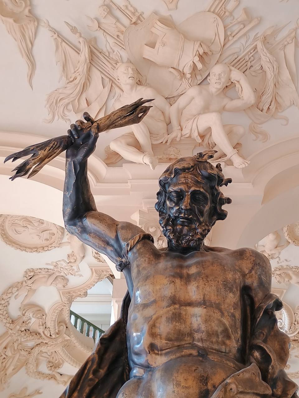 Gilded statue of Jupiter by Johann Jakob Vogelhund (1723) at Rastatt Palace