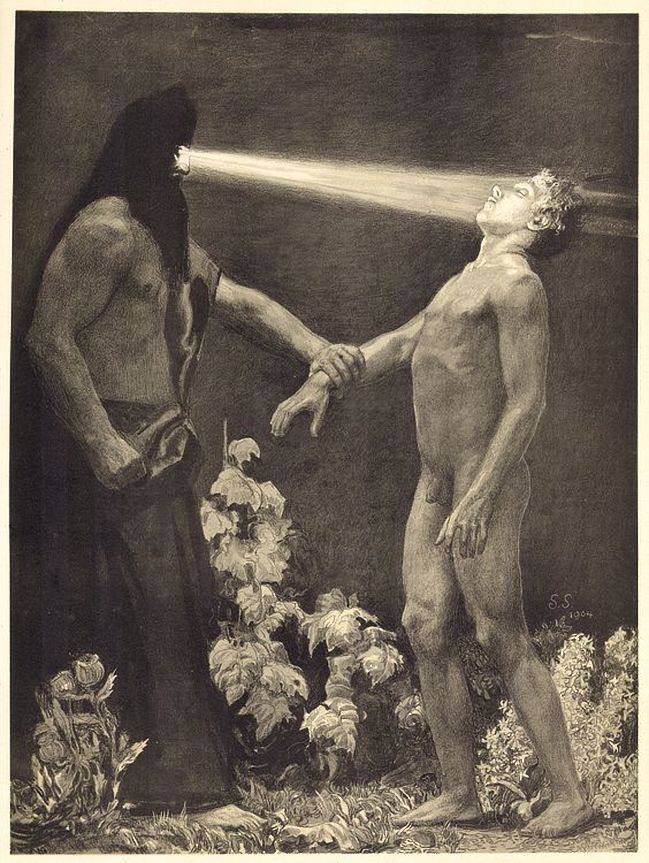 Look at this 1904 drawing by Sasha Schneider, “Hypnosis”, reflect that every conversation contains an element of hypnosis, and reconsider your circle of acquaintance