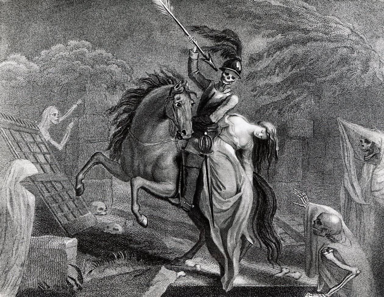 Frederick II's troops were returning home after the Battle of Prague in 1757. Young Lenore awaited her Wilhelm, but he was not among those who came back