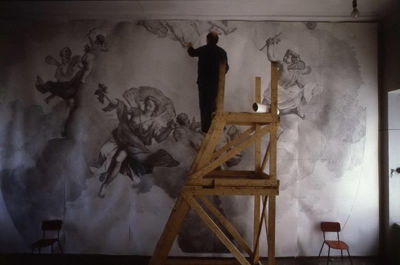 A restorer at work in the Tsarskoye Selo Museum-Reserve in 1984