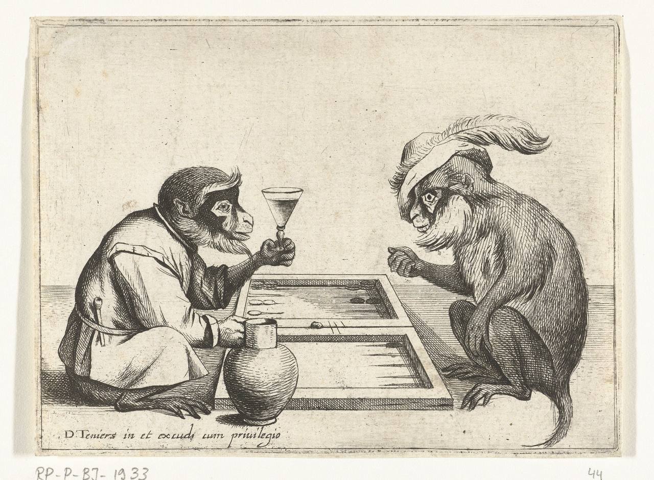 Monkeys Playing Backgammon, 1635-1690