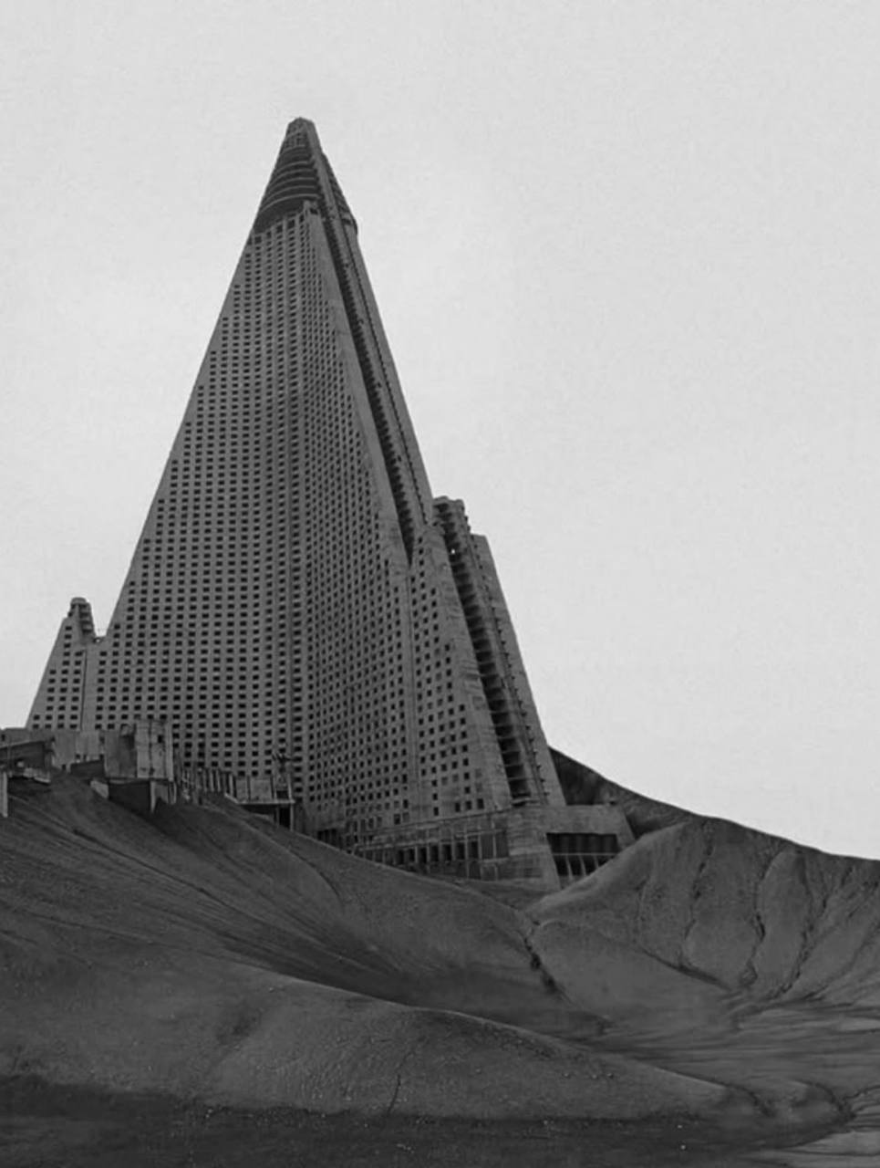 The tallest unoccupied building in the world: the Ryugyong Hotel in Pyongyang, North Korea