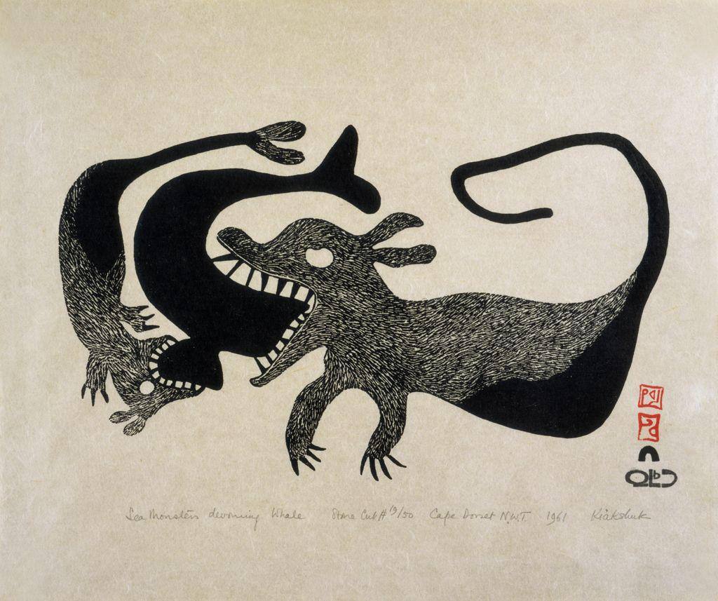 Monstres marins dévorant une baleine, 1961