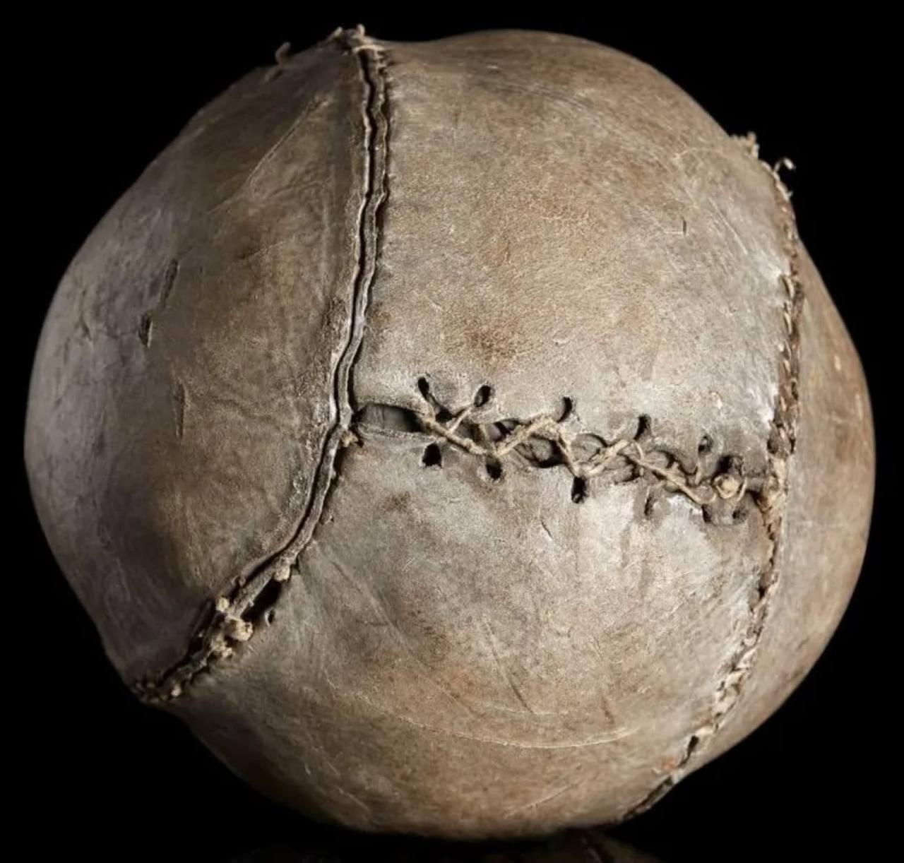 This small leather ball was found during the restoration of Stirling Castle in Scotland in the late 1970s and is considered the oldest surviving football in the world