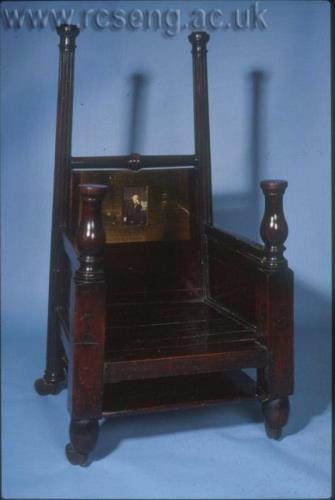 Chair made in 1879 from the bed of surgeon John Hunter is kept in storage