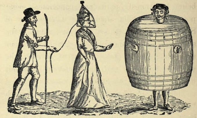Le manteau du buveur et le mors de la mégère, châtiments des ivrognes et des femmes querelleuses