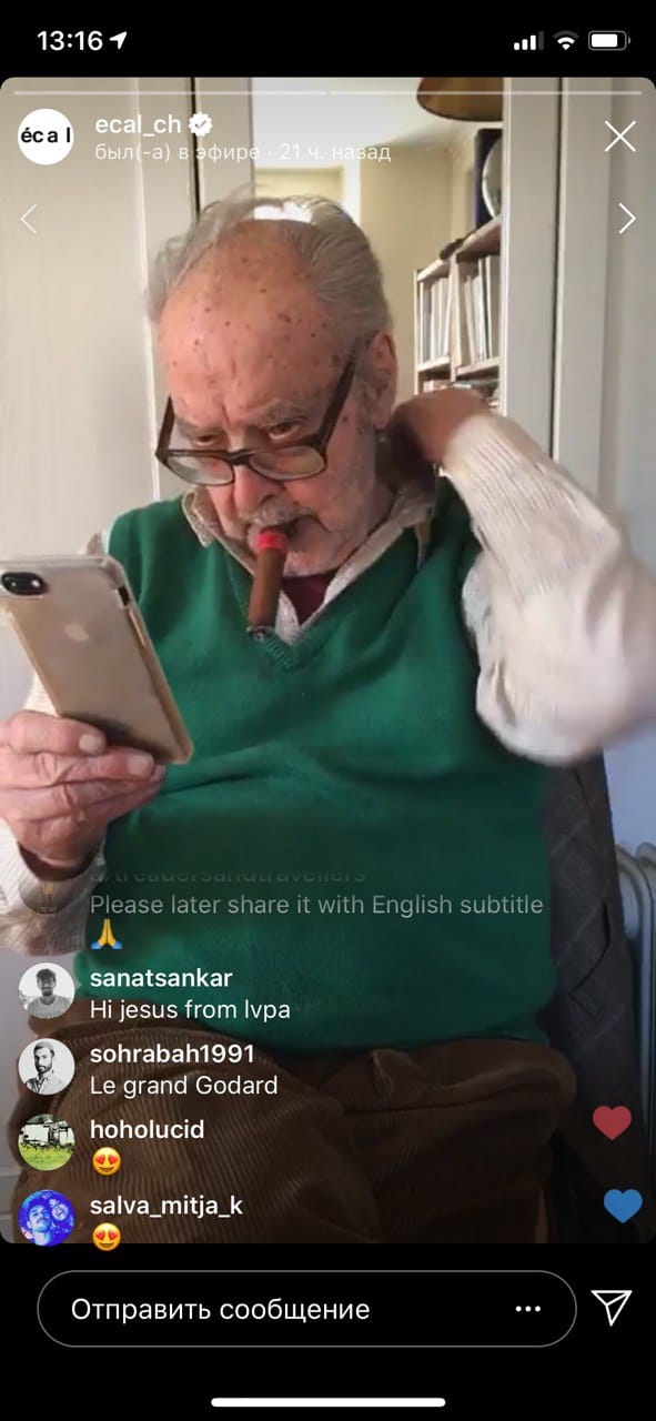 Jean-Luc Godard, aged 89, live on the Instagram of the University of Lausanne, where he once taught a course on cinema