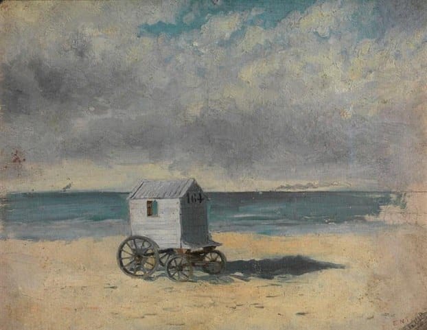 James Ensor, the Belgian painter, and his early 1876 work “The Bathing Machine”