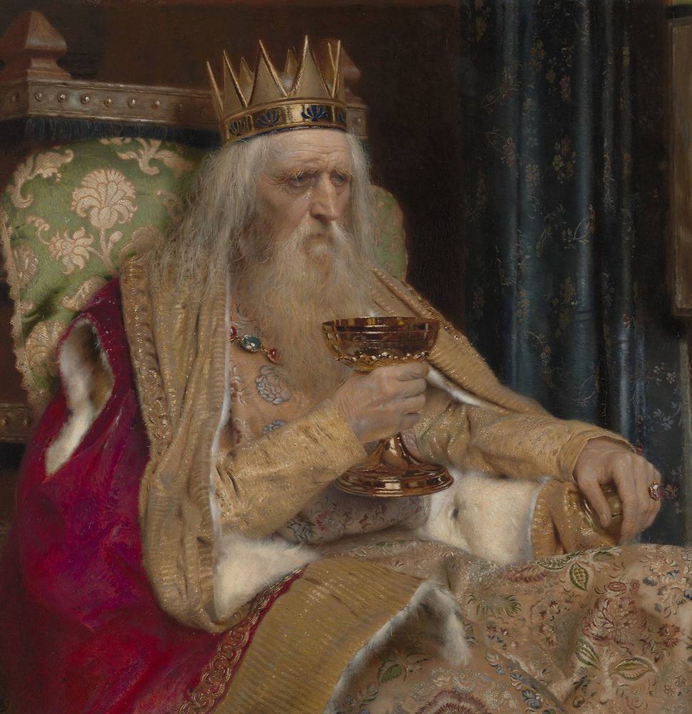 The King of Thule, hero of Goethe's poem of the king who kept to his dying day a golden goblet in memory of the beloved from whom he had parted for ever, vividly embodied by the brush of Pierre Jean van der Ouderaa, could not but have been an inspiration