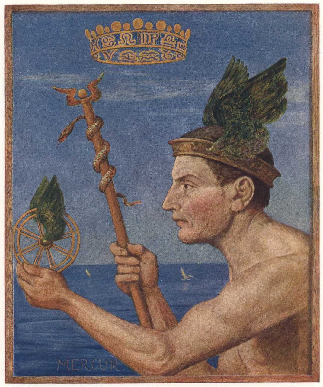 Allegorical paintings by the German artist Hans Thoma (1839–1924) depicting celestial bodies and cosmic objects in images drawn from ancient myths, European legends and Norse sagas: Mercury, Venus, the Sun, the Earth, Mars, Jupiter…