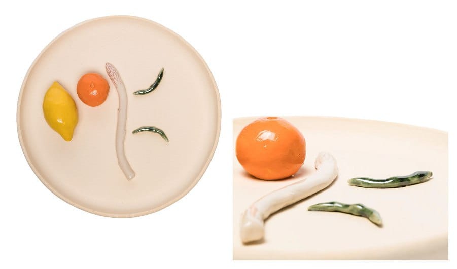 Plates with sculpted ceramics by Jacquemus x Daphne Leon available on Farfetch for 32 thousand roubles