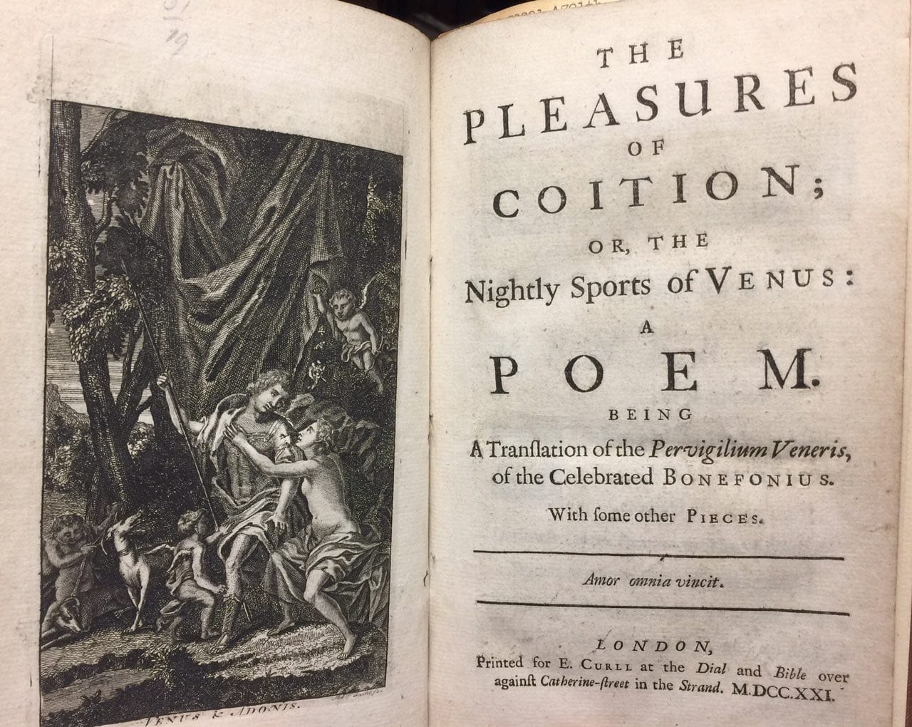 Rareté érotique de 1721 : « Les Plaisirs de la copulation » d'un poète français répondant au nom de CELEBRATED BONEFONIUS
