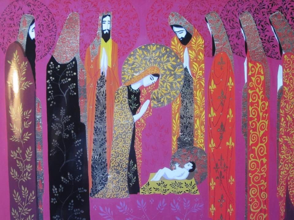 Эйвинд Эрл, 1959 жылғы Диснейдің «Ұйқыдағы ару» фильмінің суретшілерінің бірі, парсы миниатюрасы стилінде салған Рождество ашық хаттары