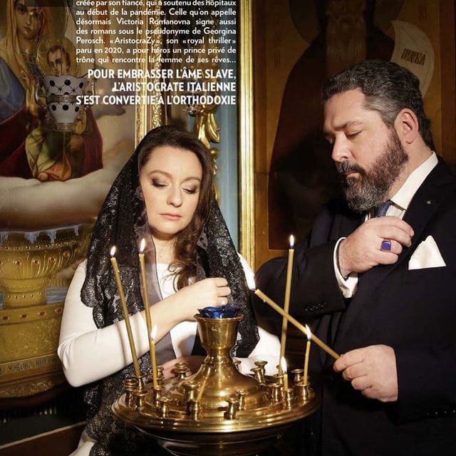 Paris Match managed to prepare, in time for the betrothal, a lengthy interview with the "tsarevich", Grand Duke George Mikhailovich, and Rebecca, christened in July 2020 as Victoria Romanovna, Bettarini