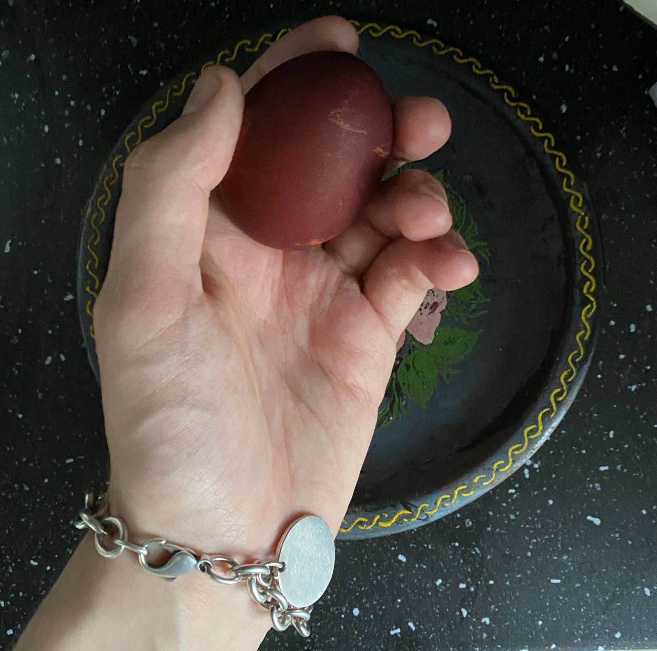 Red eggs for Easter, blue and violet ones for memorial days, yellow for Trinity