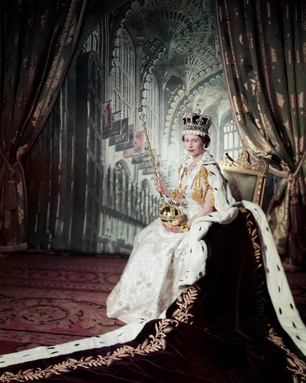 What a beauty Elizabeth II is in this coronation portrait