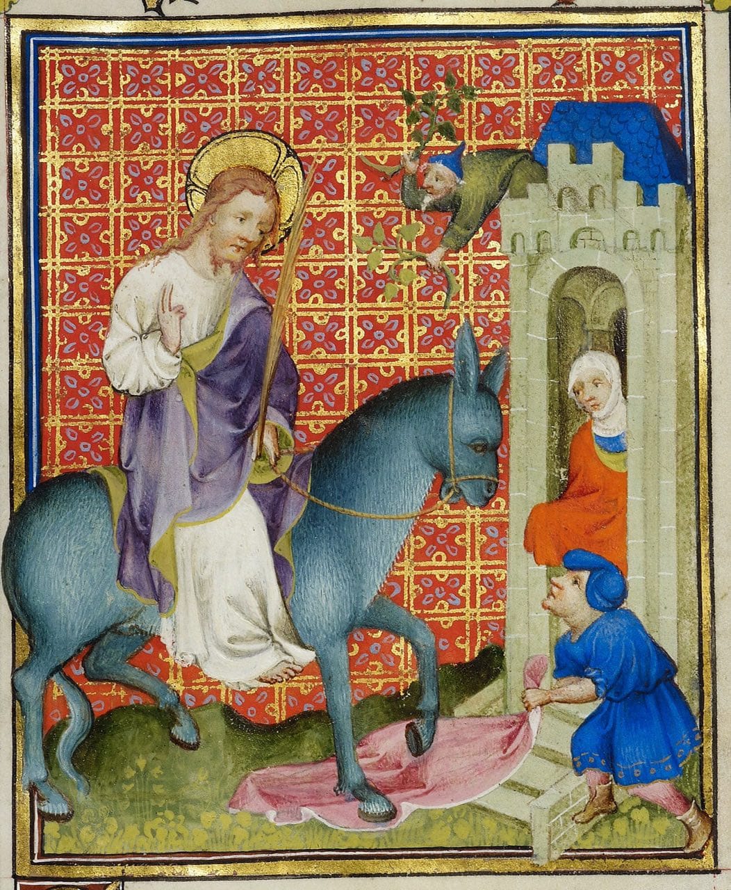 Palm Sunday from the prayer book of Mary of Guelders, Queen of Scotland, who tormented King James II all her life, until he was killed by a fragment of a cannon that burst during a salute in honour of the ill-starred Mary